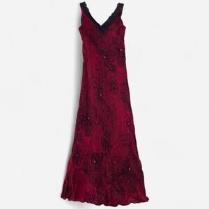 Eva Blue Vintage Y2K Gothic Fairy Floral Spider Web Beaded Maxi Gown